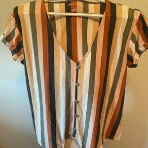 Short sleeved button up w/ front tie top